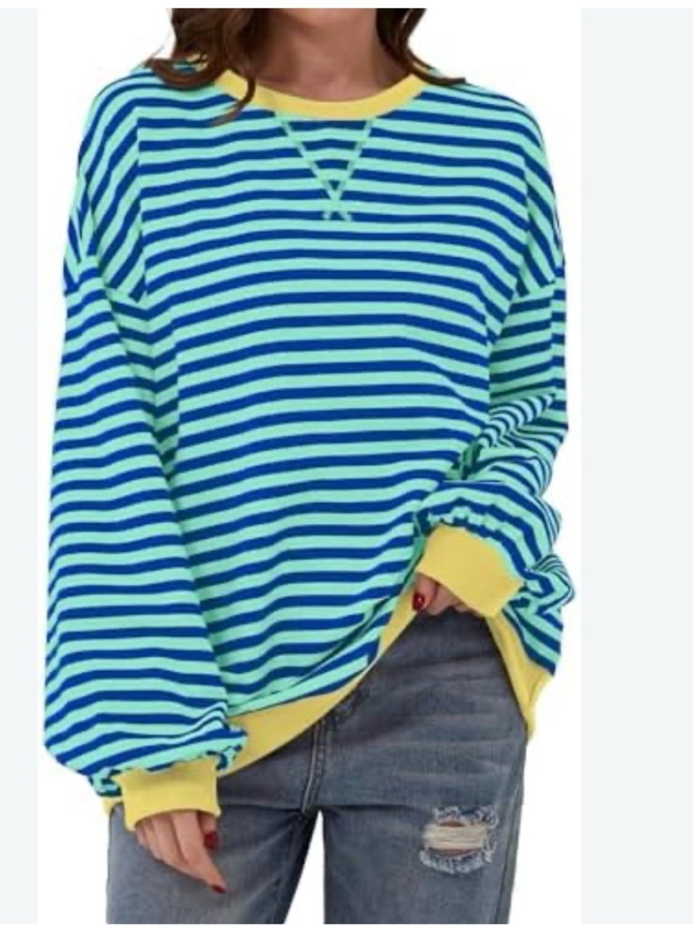 FREE PEOPLE x We The Free Classic Striped Oversized Crewneck size large